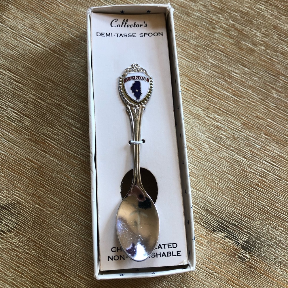 🥄 Vintage ILLINOIS Souvenir Collector’s Demi-Tasse Spoon
